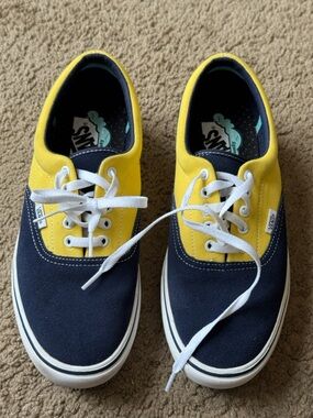 Vans Kids Navy and Yellow Canvas Lace-Up Sneakers